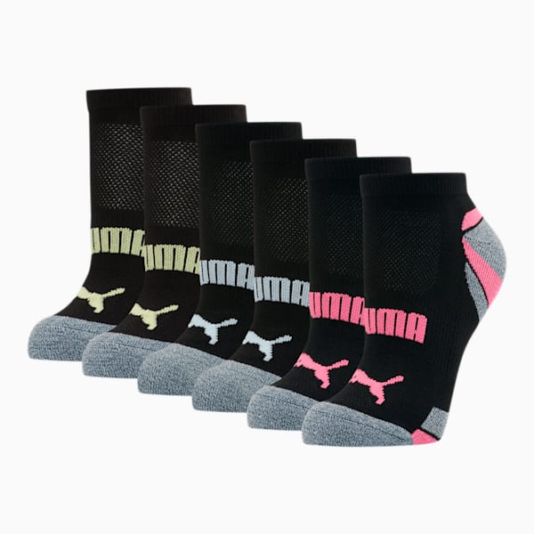 Women's Low Cut Socks [6 Pack], BLACK / PINK, extralarge